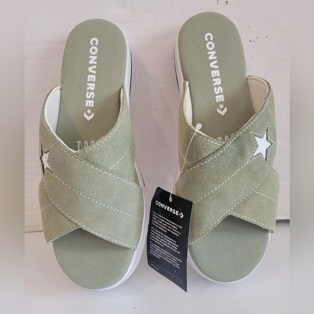 NWT - CONVERSE ONE STAR SAGE SUEDE SLIDE SANDALS (sz 8)